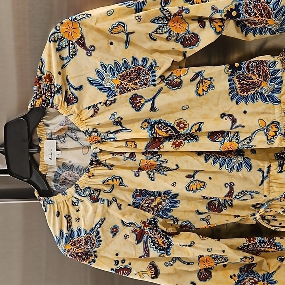 💕A.L.C.💕 Myra Paisley Long Sleeve Shift Dress ~ Apricot Abstract Floral 2 - Picture 13 of 16